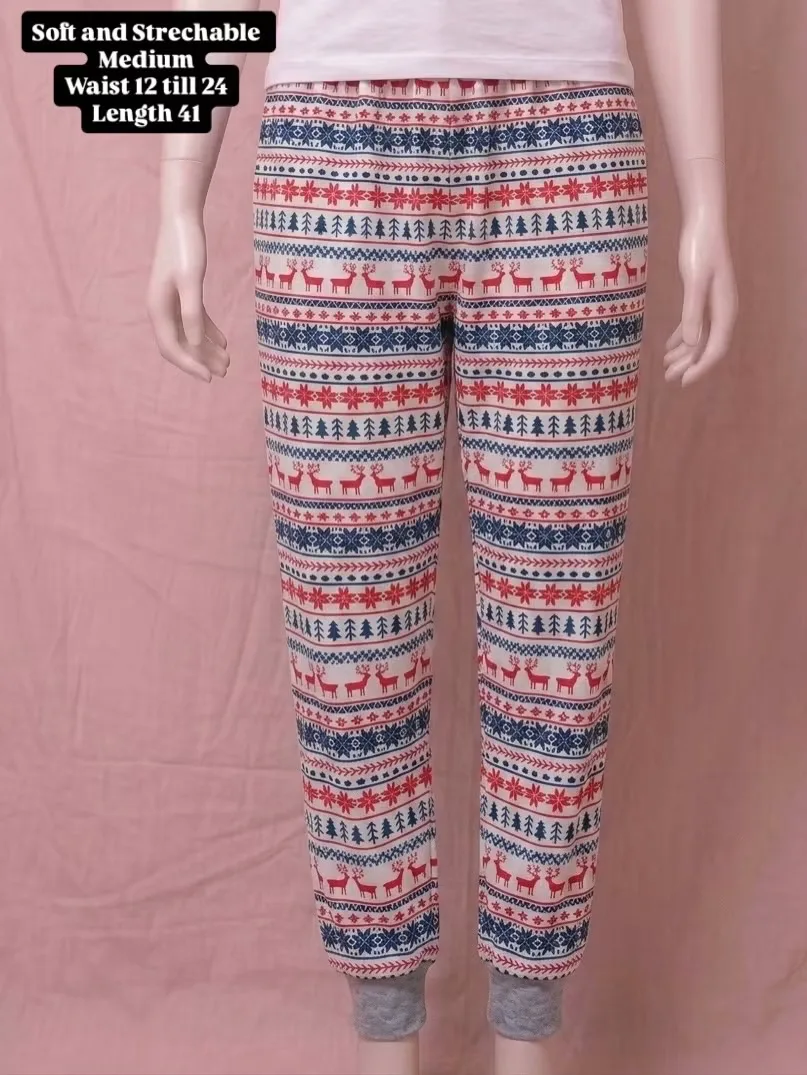 Red & Blue Christmas Nordic Printed Pajama Pant
