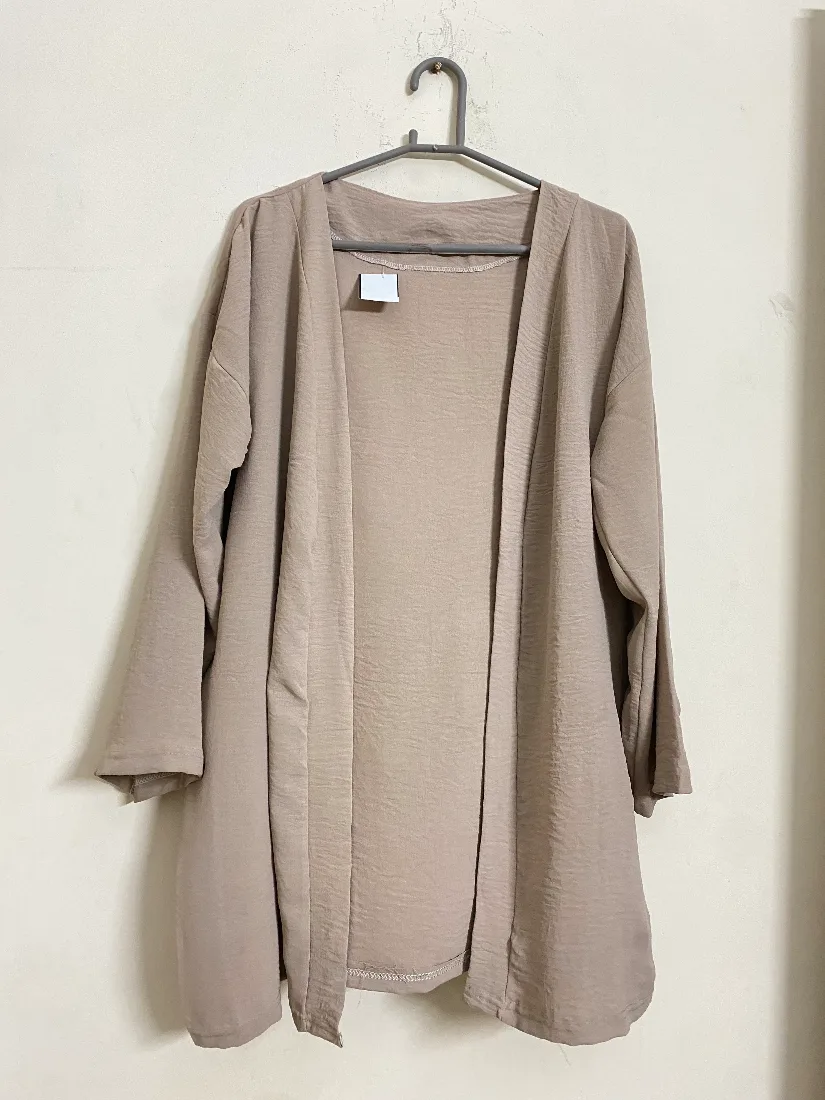 Classic Beige Open-Front Long Georgette Shrug — photo 2 of 2