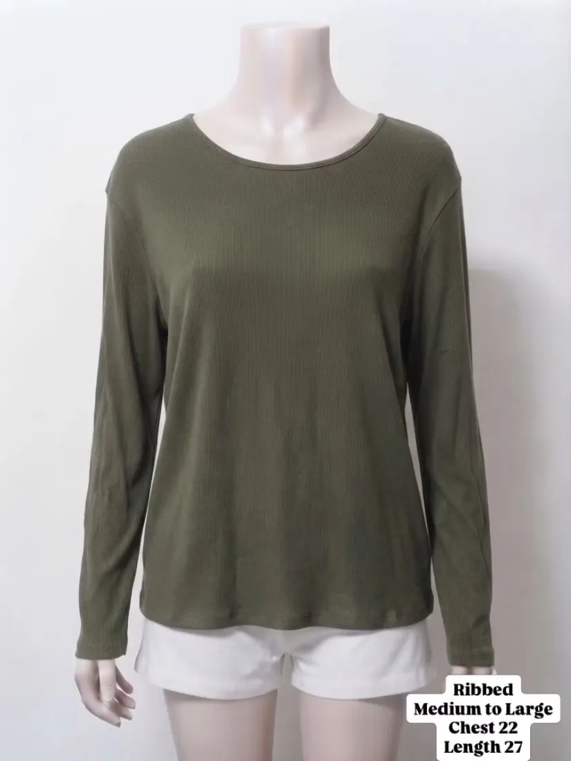 Olive Ribbed Long-Sleeve Tee