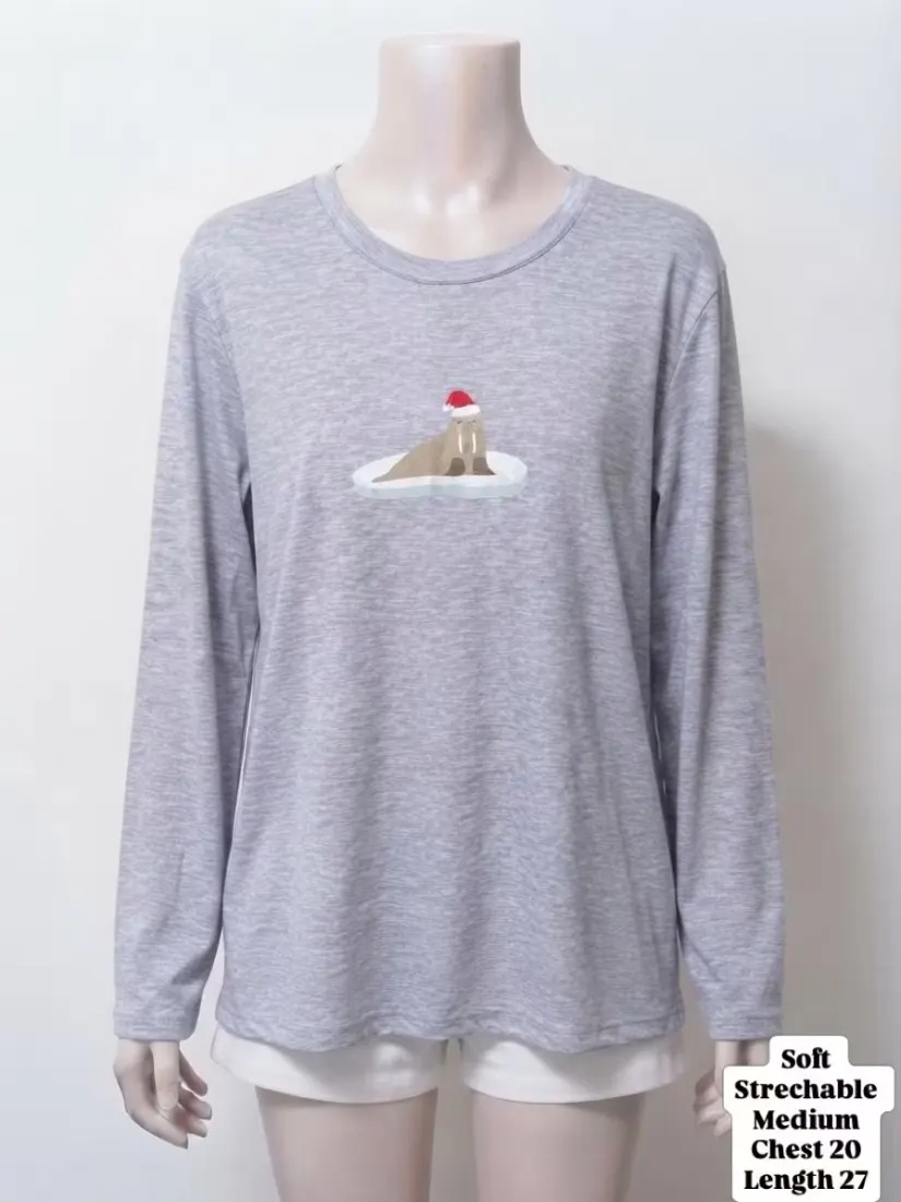 Walrus Print Grey Tee