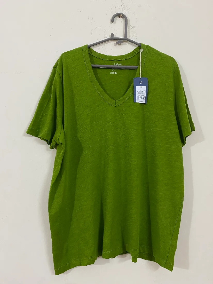 Green V-Neck Tagged Stretchable T-Shirt for Women  — photo 2 of 2