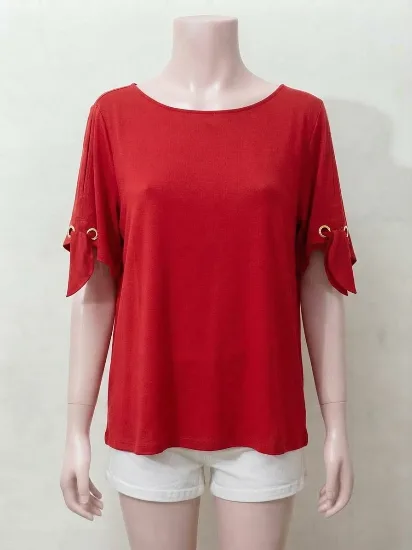 Red Top with Tied Sleeves for Women
