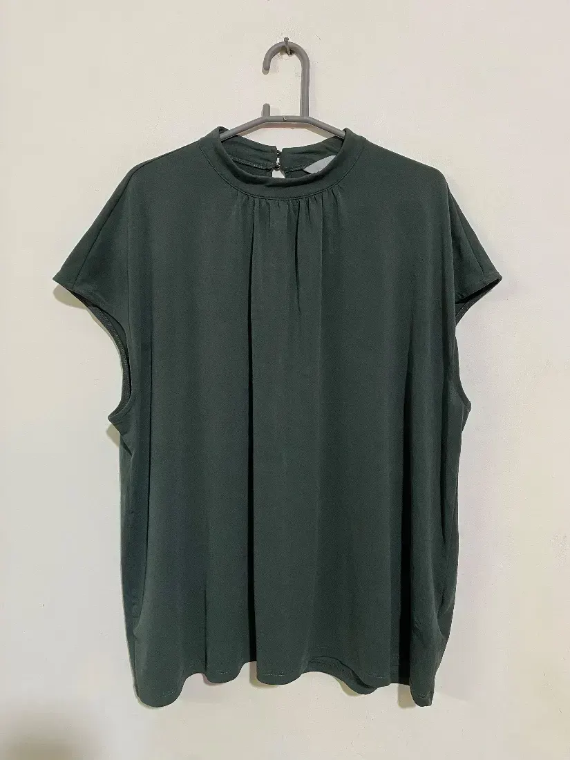 Forest Green Pleated Mock-Neck Top — photo 2 of 2