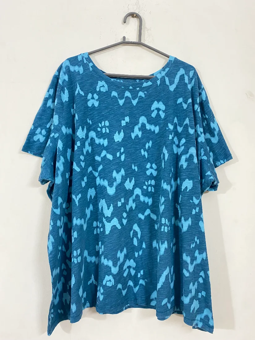 Blue Abstract Print Relaxed Tshirt for Women — photo 2 of 2