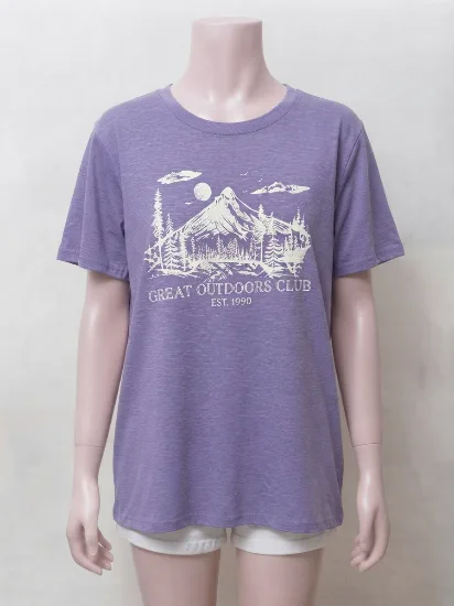 Purple Great Outdoors Graphic Print T-Shirt for Women