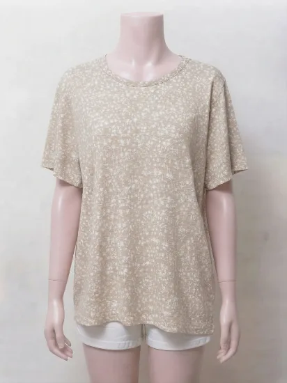 Stylish Beige and White Floral Print Oversized Tshirt for Women