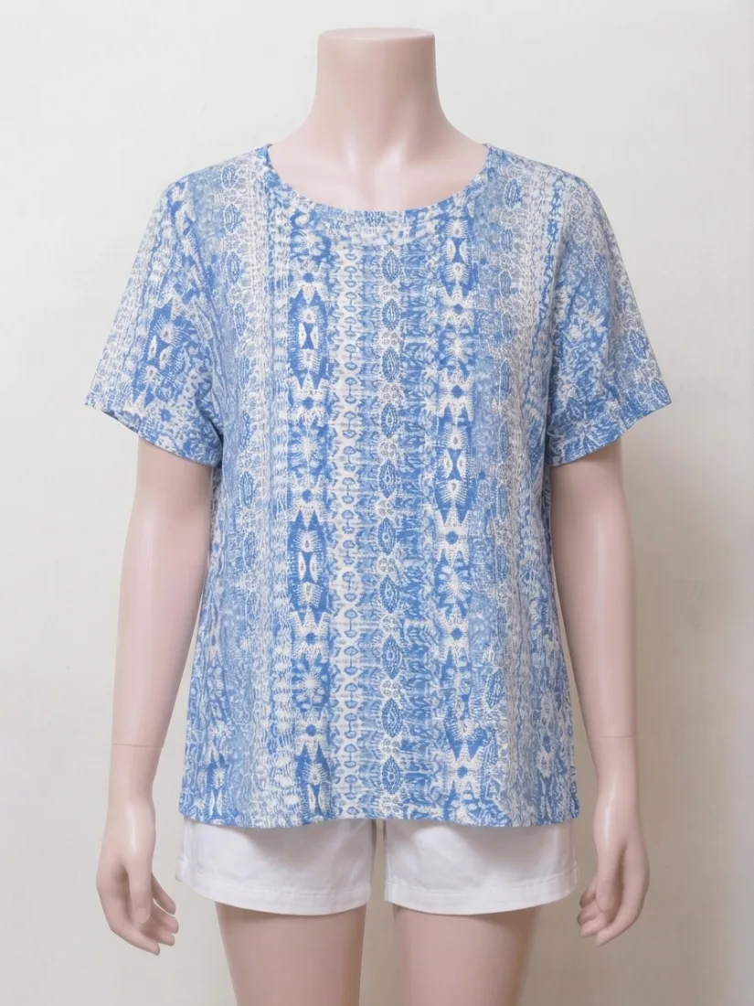 Blue Boho Printed Tee