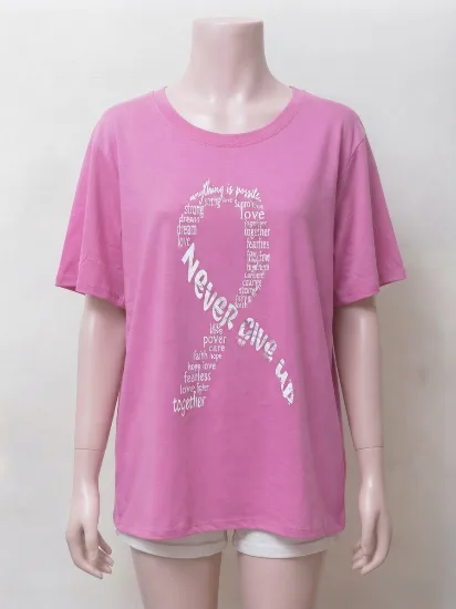 Stylish Pink "Never Give Up" Graphic Oversized T-Shirt for Women