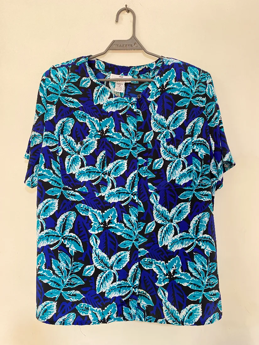Tropical Leaf Silk Chiffon Top — photo 2 of 2