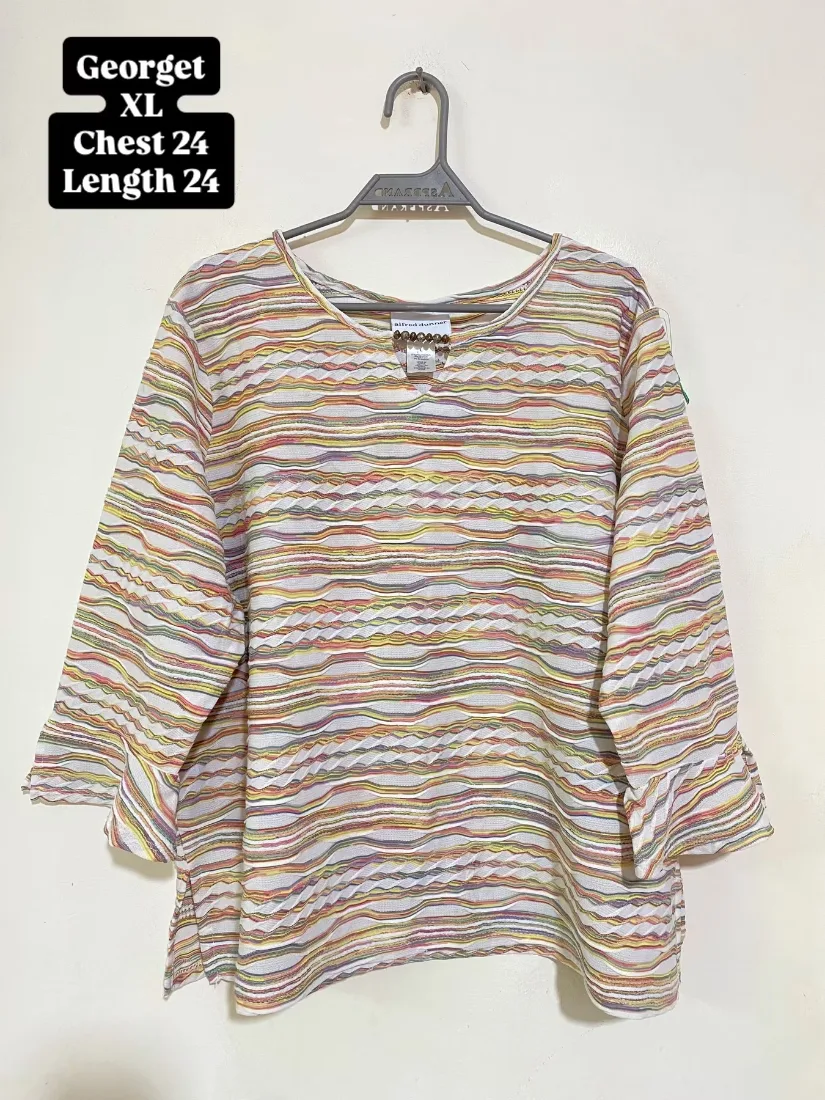Multicolor Wavy Striped Georgette Top