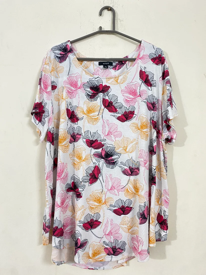 Stylish White, Pink, and Yellow Floral Print Stretchable Top for Women   — photo 2 of 3