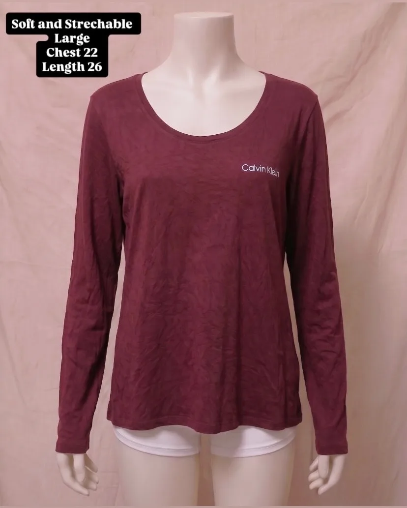 Maroon Chest Logo Long Sleeve Shirt