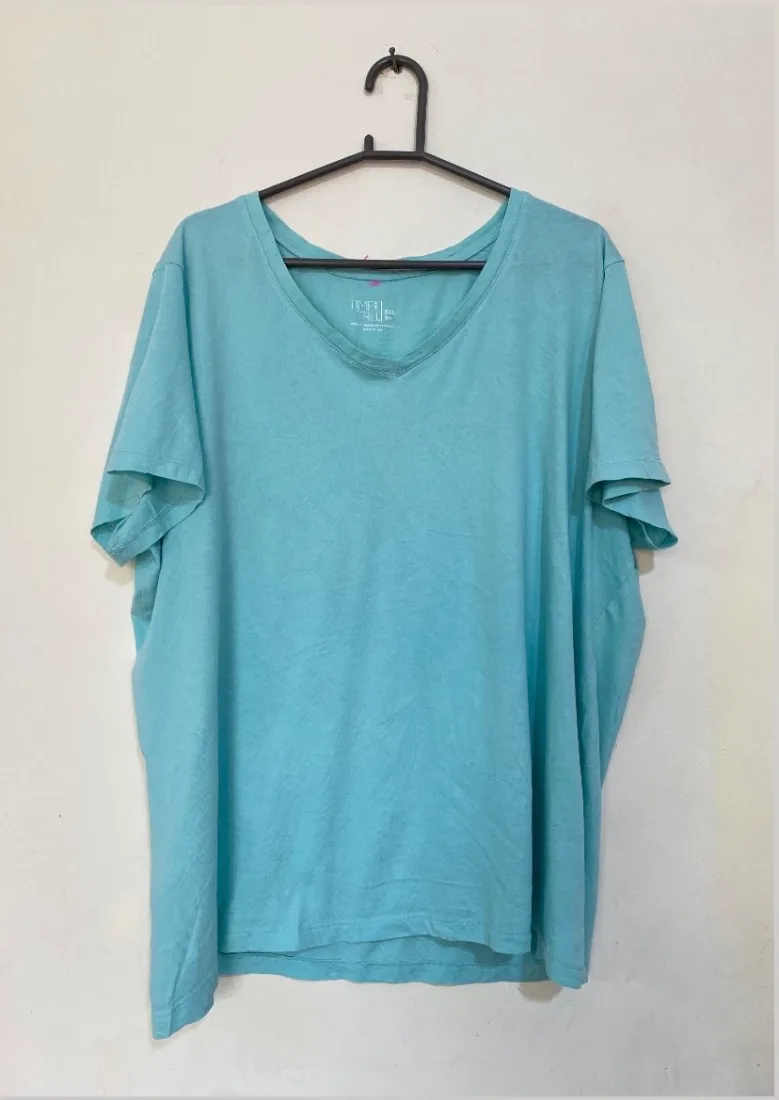 Sea Green V-Neck Cotton T-Shirt — photo 2 of 2