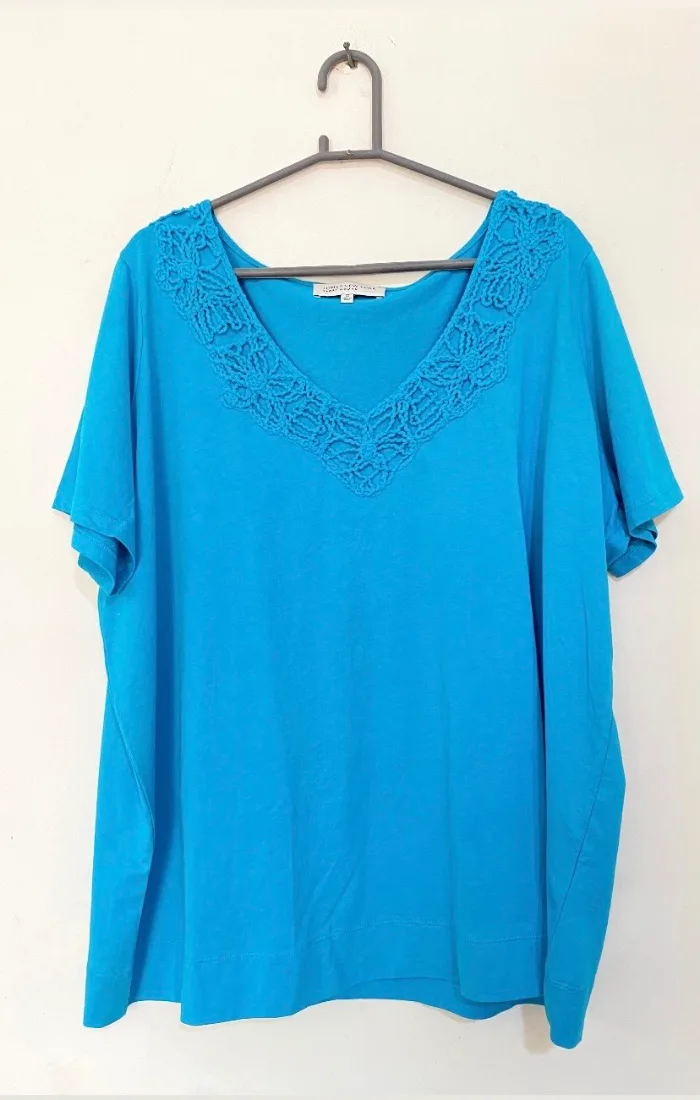 Bright Blue Crochet V-Neck Top — photo 2 of 2