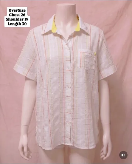 Casual White and Pastel Checked Short-Sleeve Button-Down Shirt