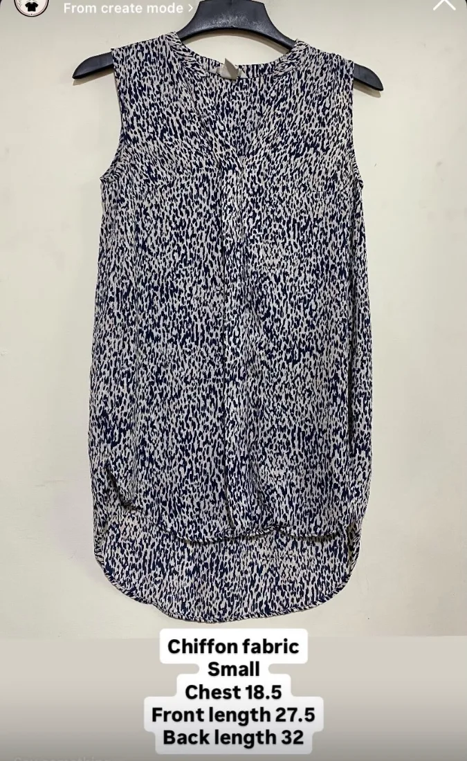Printed Chiffon High-Low Top