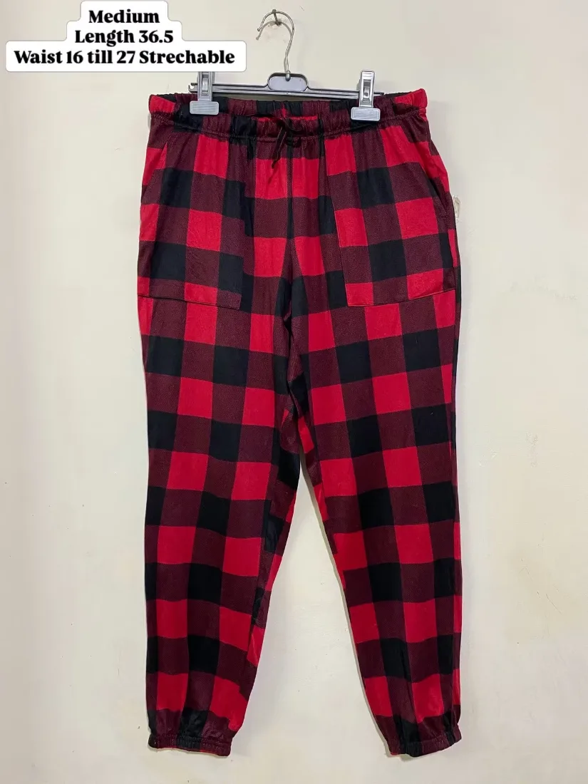 Classic Red Checkered Drawstring Lounge Trouser