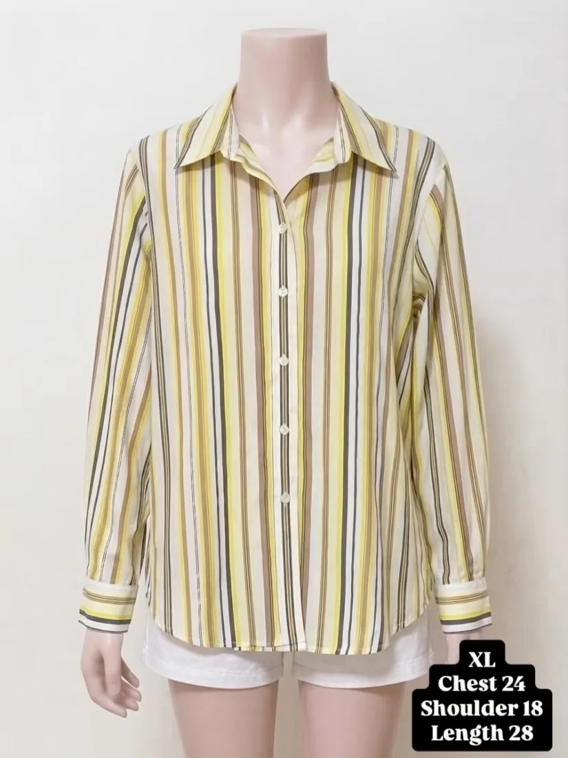 Yellow Vertical Stripe Button-Down Shirt