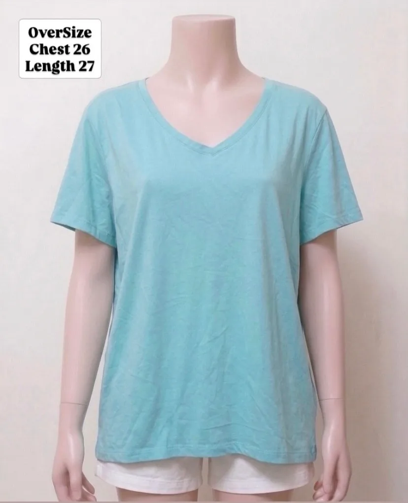 Sea Green V-Neck Cotton T-Shirt