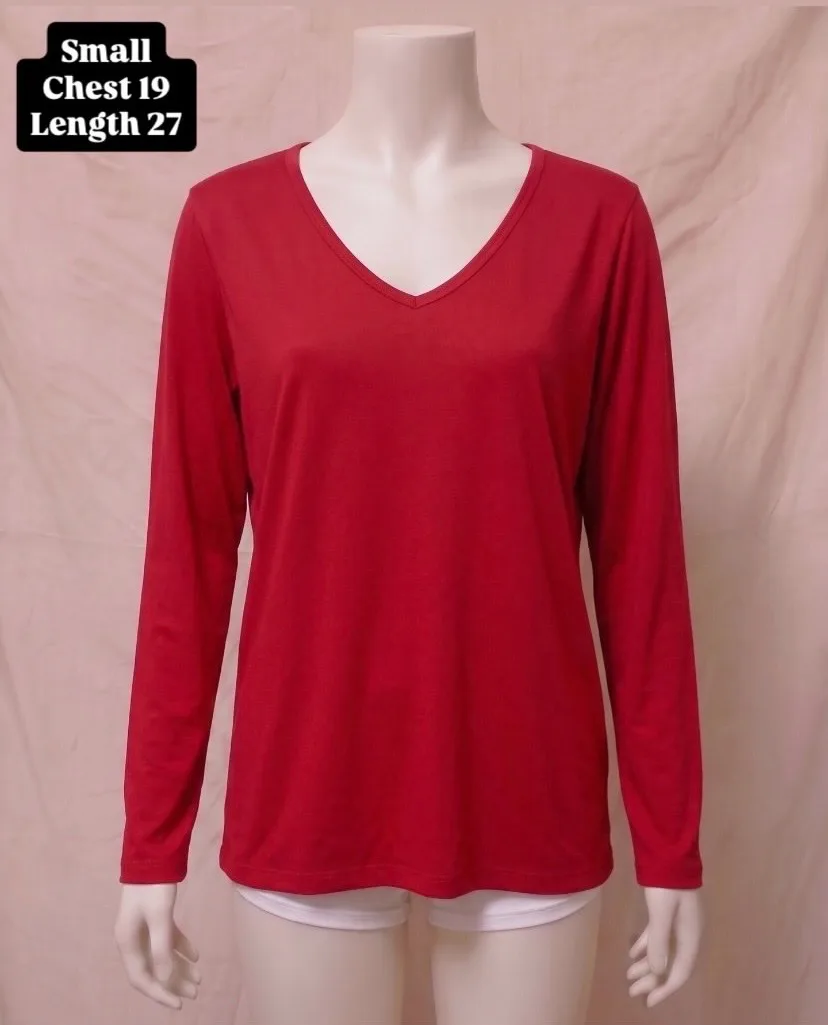 Red Plain Solid Full Sleeves Tee