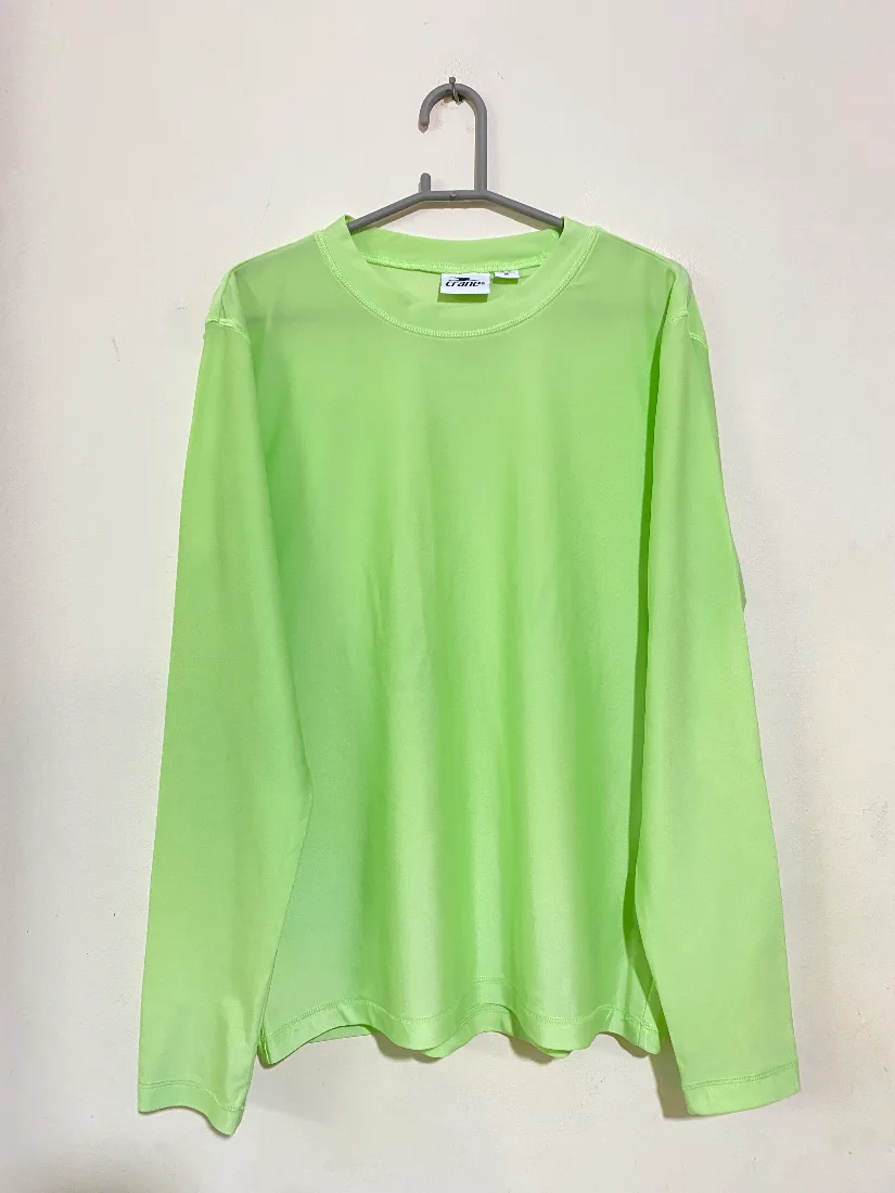 Lime Green Athletic Stretch Long-Sleeve Sports Shirt — photo 2 of 2