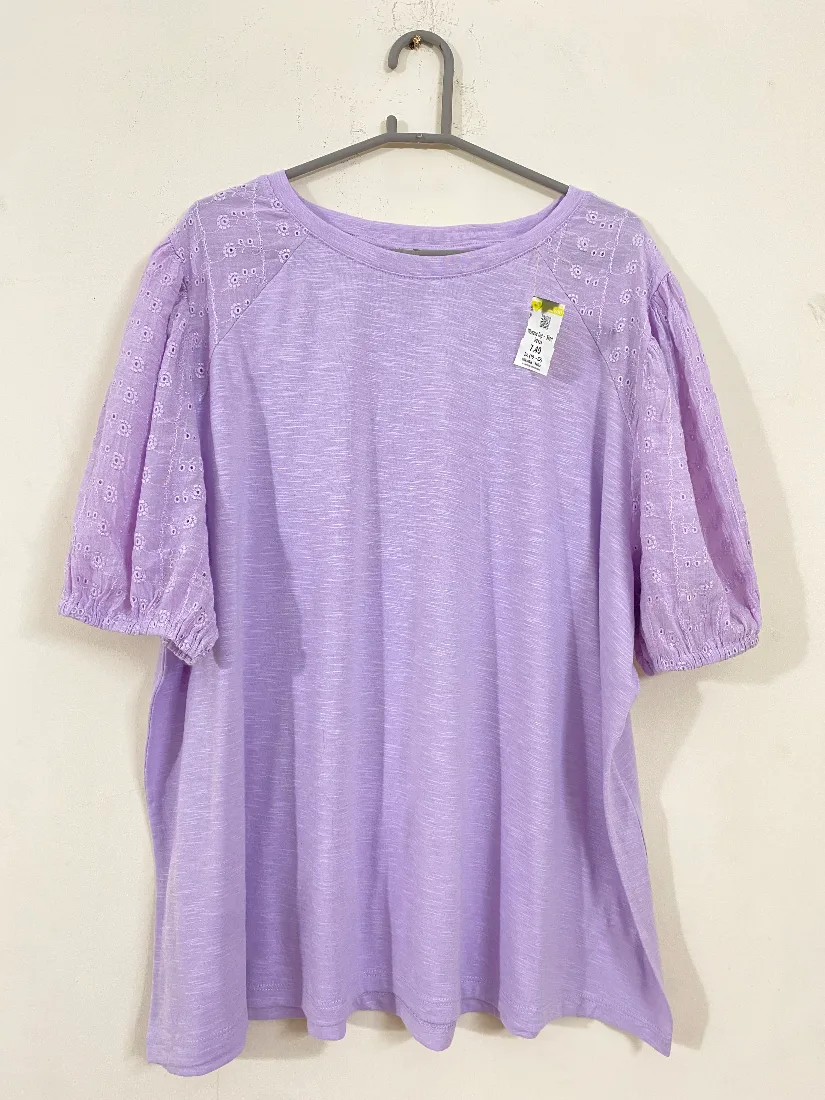 Stylish Lavender Embroidered Sleeve Stretchable Top for Women  — photo 2 of 2