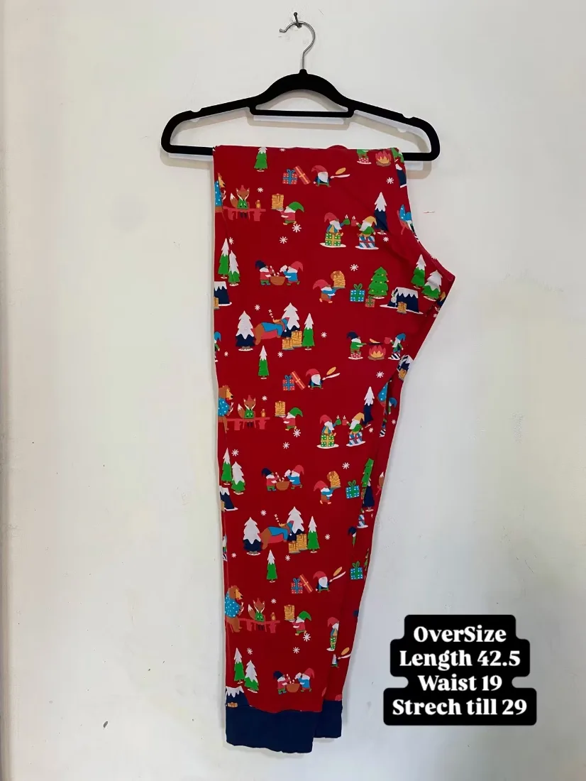 Red Holiday Gnome & Christmas Tree Pajama Pants
