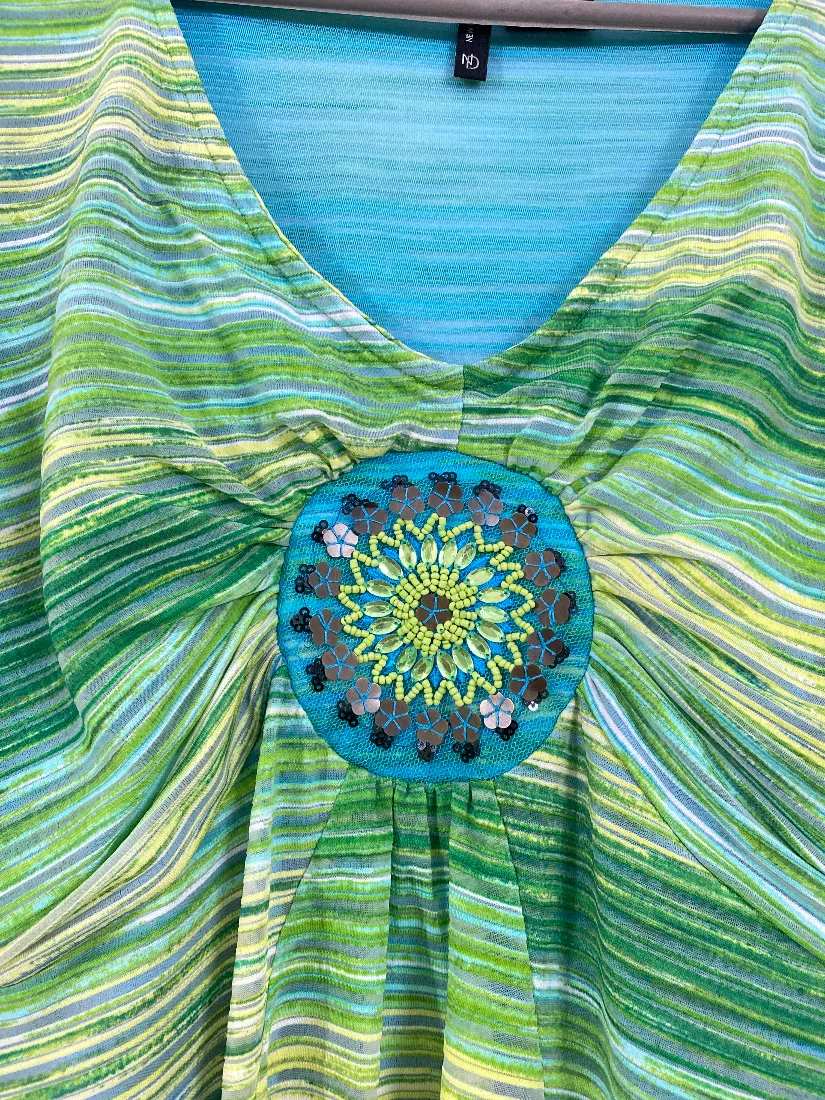 Green Striped Soft Net Lined Top for Women    — photo 3 of 3