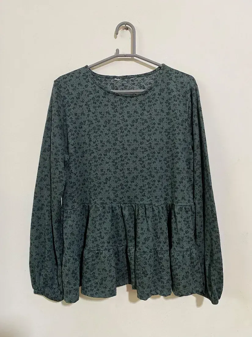 Sage Green Floral Tiered Peplum Top — photo 2 of 2
