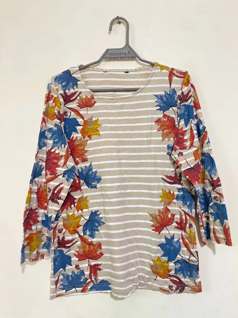 Autumn Maple Leaf Striped Tee — photo 2 of 2
