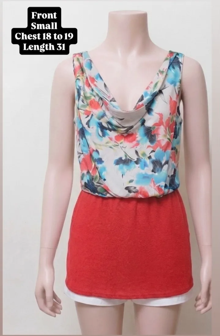 Floral Cowl Neck Sleeveless Top