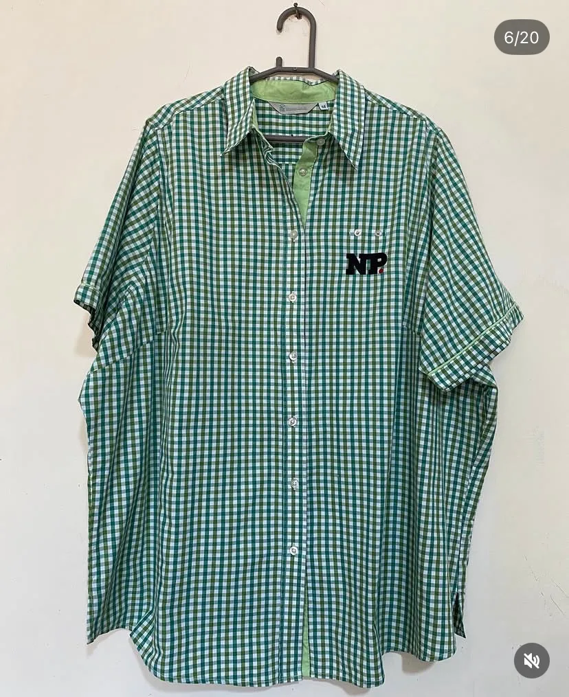 Casual Green and White Gingham Check Button-Down Shirt — photo 2 of 2