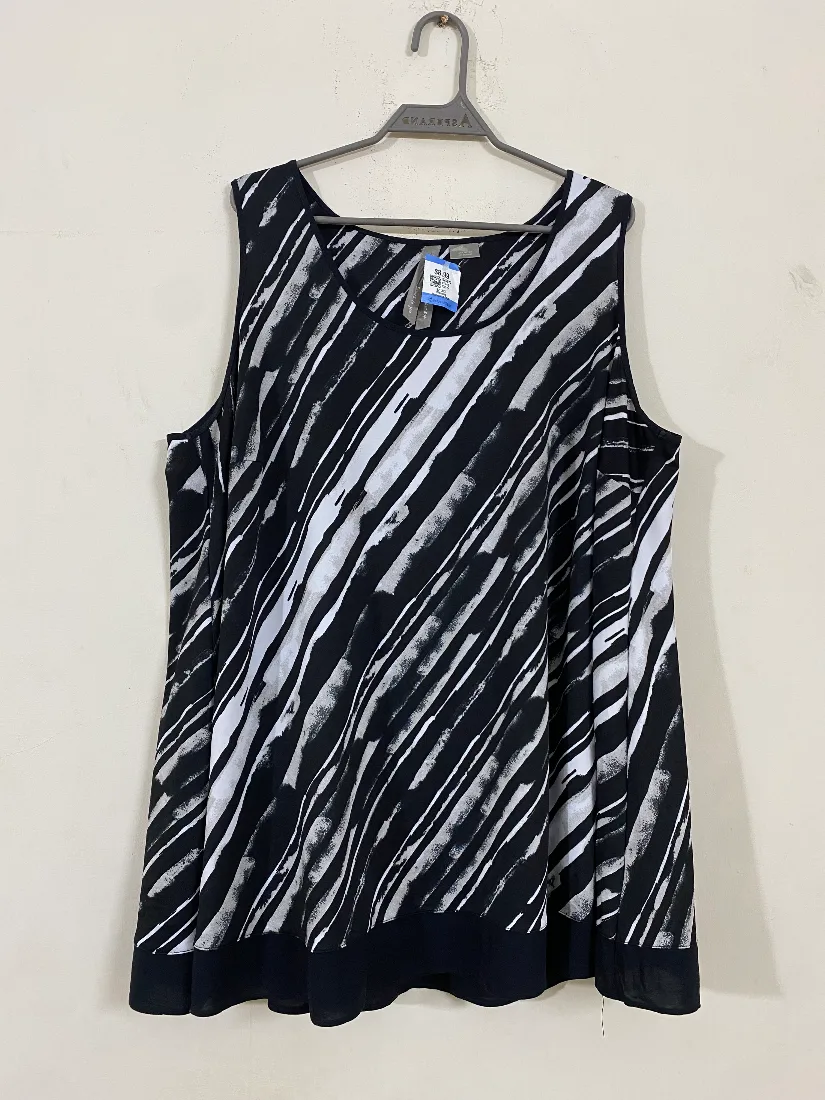 Monochrome Abstract Brush-Stroke Sleeveless Top — photo 2 of 2