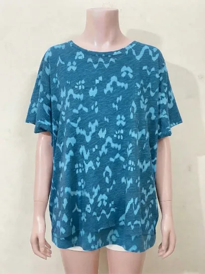 Blue Abstract Print Relaxed Tshirt for Women