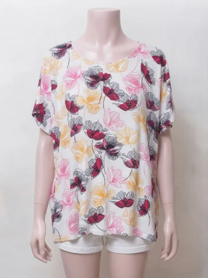 Stylish White, Pink, and Yellow Floral Print Stretchable Top for Women  