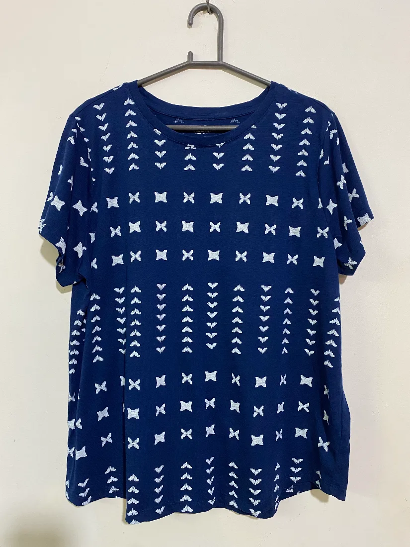 Navy Blue Geometric Print Casual Tee — photo 2 of 2