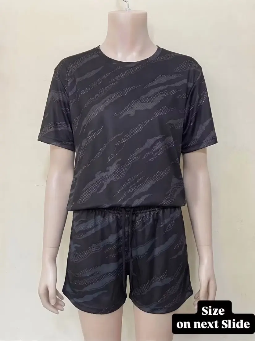 Charcoal Camo Tee & Shorts Set