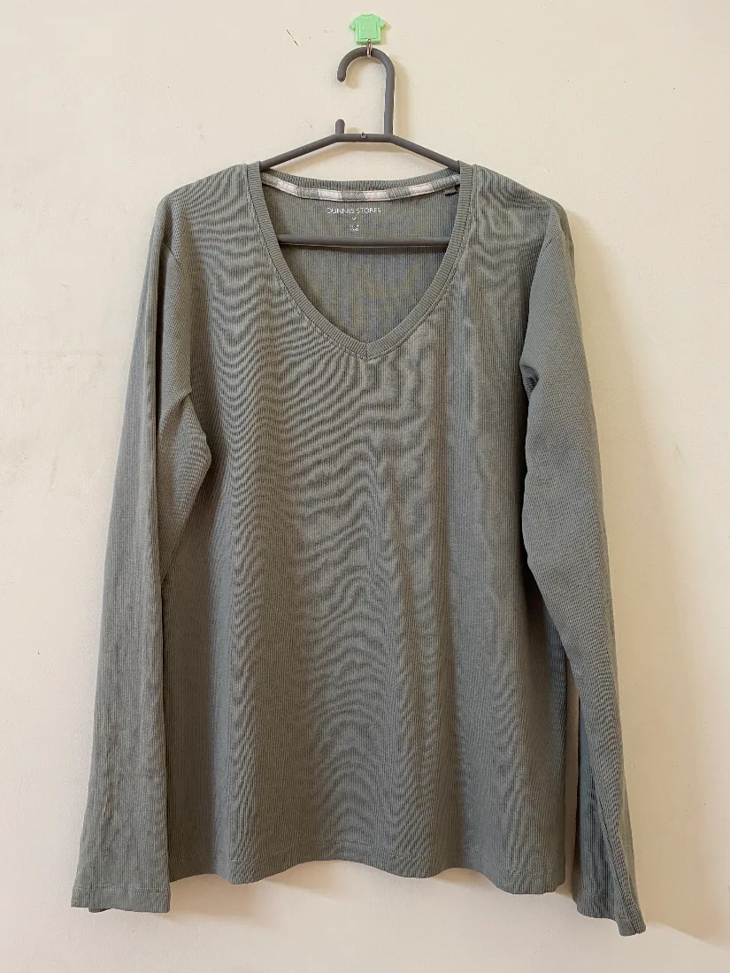 Ribbed V-Neck Long Sleeve Tee — photo 2 of 2