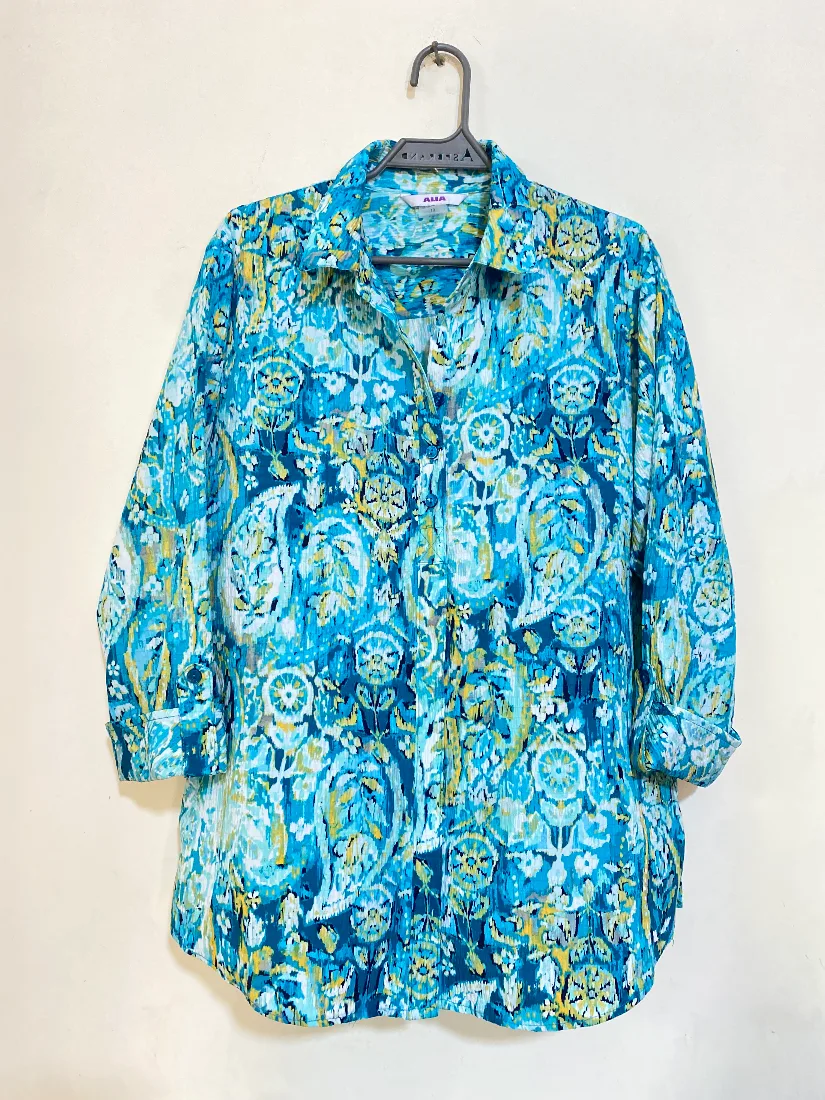 Teal Printed Paisley Button-Down Shirt — photo 2 of 2