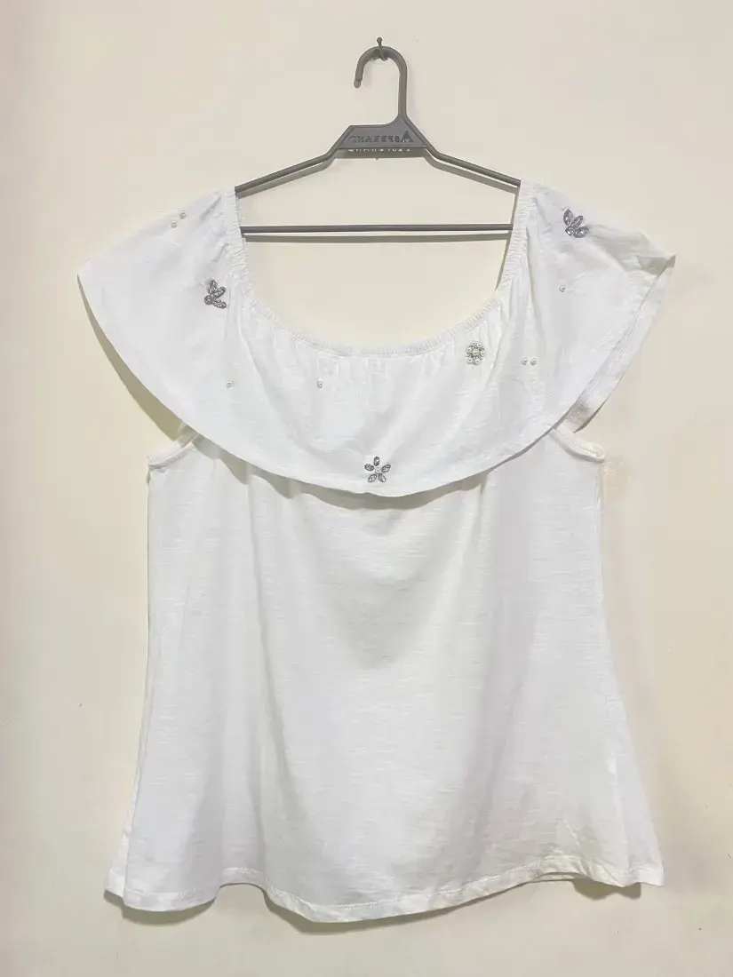 Pearl & Rhinestone Off-Shoulder Top — photo 2 of 2