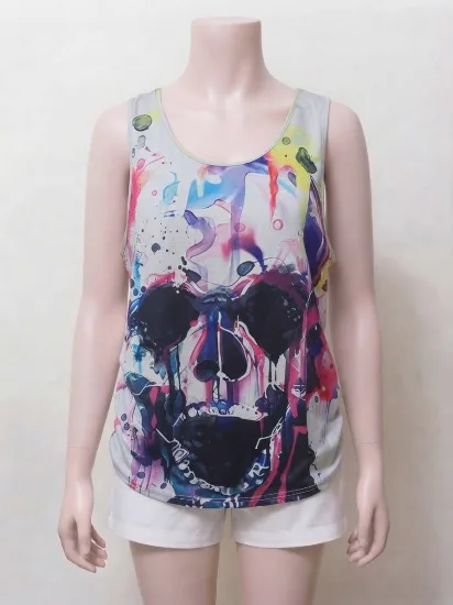Colorful Skull Print Tank Top